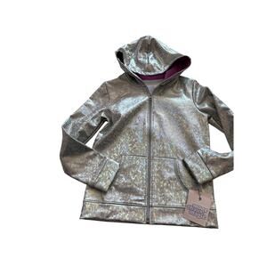 More than Magic 7/8 silver zip up hoodie metallic shimmer pockets nwt